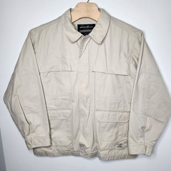 Eddie Bauer Chore Jacket Men's Size XL Beige Field Tested Barn Utility Coat READ - Picture 1 of 14